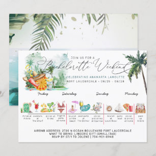 Invitation Itinéraire du week-end de bachelorette   Palme tro