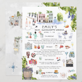 Invitation Itinéraire du week-end de bachelorette | Rome, Ita