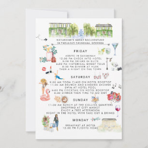 Invitation Itinéraire du week-end de bachelorette   Savannah,