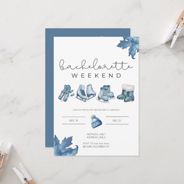 Invitation Itinéraire du week-end de la bachelorette d'Apres (Devant/Arrière en situation)