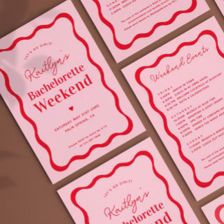 Invitation Itinéraire du week-end de la Bachelorette rose et 