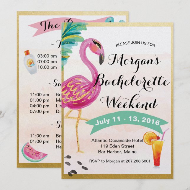 Invitation Itinéraire Du Week-End Des Filles (Devant / Derrière)