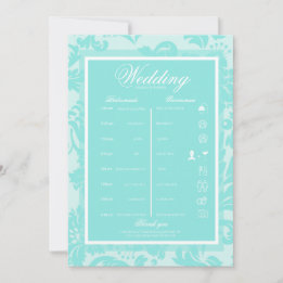 Invitation Itinéraire en damassé sarcelle itinéraire