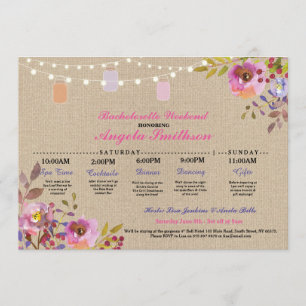 Invitation Itinéraire floral Bachelorette de pots de Fête de