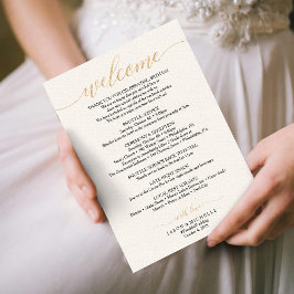 Invitation Itinéraire Mariage Gold Script - Bienvenue Mariage