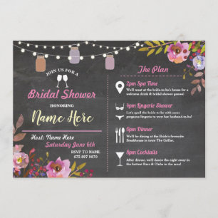 Invitation Itinéraire rose de la Fête de l'mariée florale de