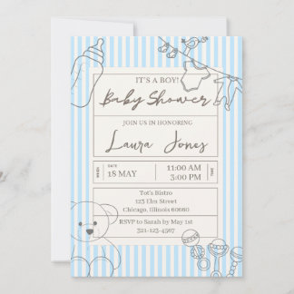 Invitation I'ts a Boy Baby Shower French theme