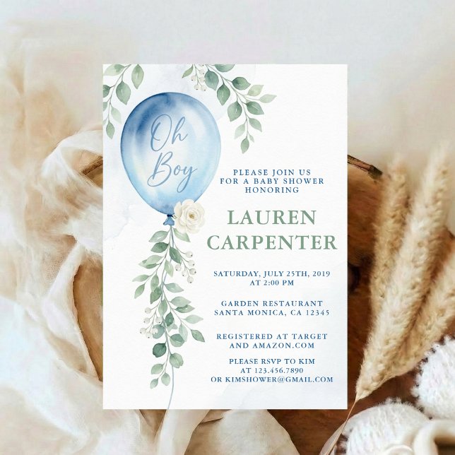 Invitation Its a Boy Celebration Navy Blue Balloon Baby Showe (Créateur téléchargé)