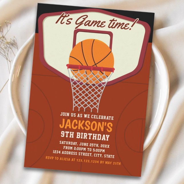 Invitation It's Game time! Basketball theme Birthday Kids (Créateur téléchargé)
