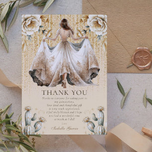Invitation Ivoire de luxe personnalisé & or Quinceañera Merci