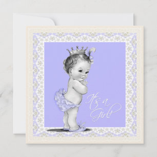 Invitation Ivoire et Lavande Baby Girl Douche