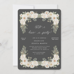 Invitation ivoires floral frontière photo graduation invitati