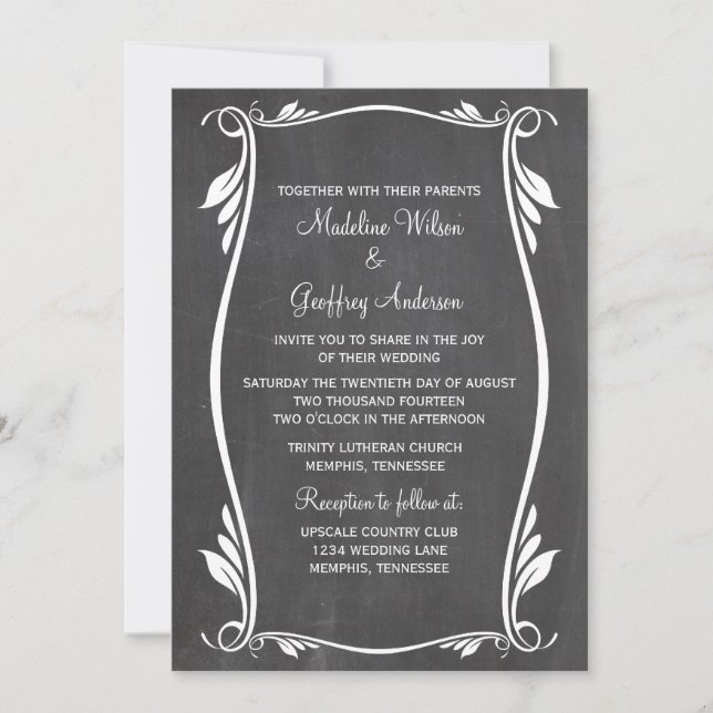 Invitation Ivoirienne fleurie Chalkboard Mariage Inviter (Devant)