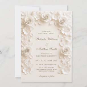 Invitation Ivory Baroque Elégance Roses Cadre Mariage