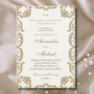 Invitation Ivory Bible Baroque Verset chrétien de mariage
