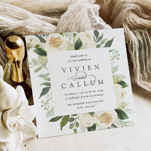 Invitation Ivory Bloom   Mariage Carré aquarelle