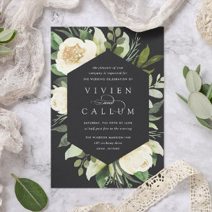 Invitation Ivory Bloom Mariage de cadre fleuri géométrique