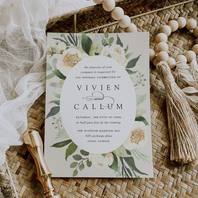 Invitation Ivory Bloom | Mariage floral de l'aquarelle du cad (Créateur téléchargé)