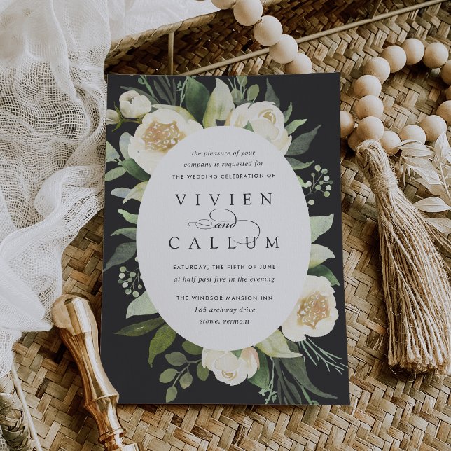 Invitation Ivory Bloom | Mariage floral de l'aquarelle du cad (Créateur téléchargé)