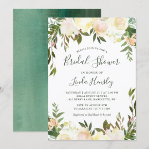 Invitation Ivory Chic Jardin Floral Fête des mariées de verdu