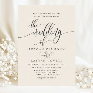 Invitation Ivory Cream Simple Modern Script Mariage