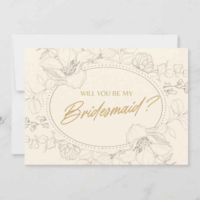 Invitation Ivory Elegant Floral Serez-Vous Ma Femme D'Accueil (Devant)
