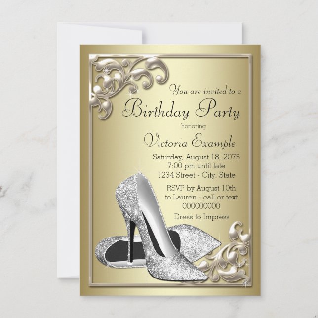 Invitation Ivory et Gold Anniversaire (Devant)