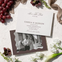 Ivory et marron Mariage Photo d'envoi "Save the Da