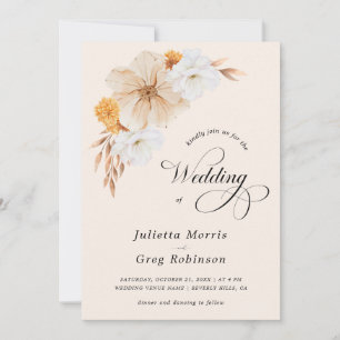 Invitation Ivory Fall Floral Elegant QR Code Mariage photo