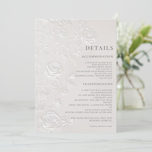 Invitation Ivory Faux Blind Embossed Arch Wedding Details (Debout devant)