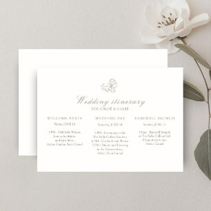 Invitation Ivory Floral Mariage Weekend Itinéraire Calendri