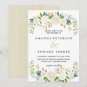 Invitation Ivory Floral Rose mariage rose pâle