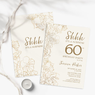 Invitation Ivory Gold Botanical Surprise 60e anniversaire