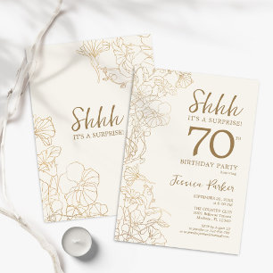 Invitation Ivory Gold Botanical Surprise 70e anniversaire