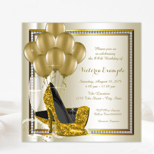 Invitation Ivory Gold Diamond Chaussure haute talon fête d'an