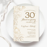 Ivory Gold Floral 30e Anniversaire