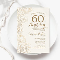 Ivory Gold Floral 60e fête d'anniversaire