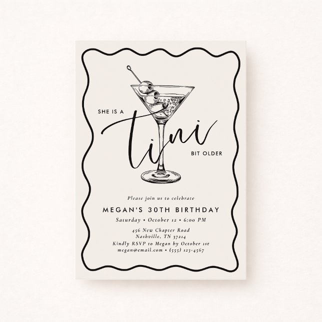 Invitation Ivory Hand Drawn A Tini Bit Older 30’s Birthday  (Créateur téléchargé)