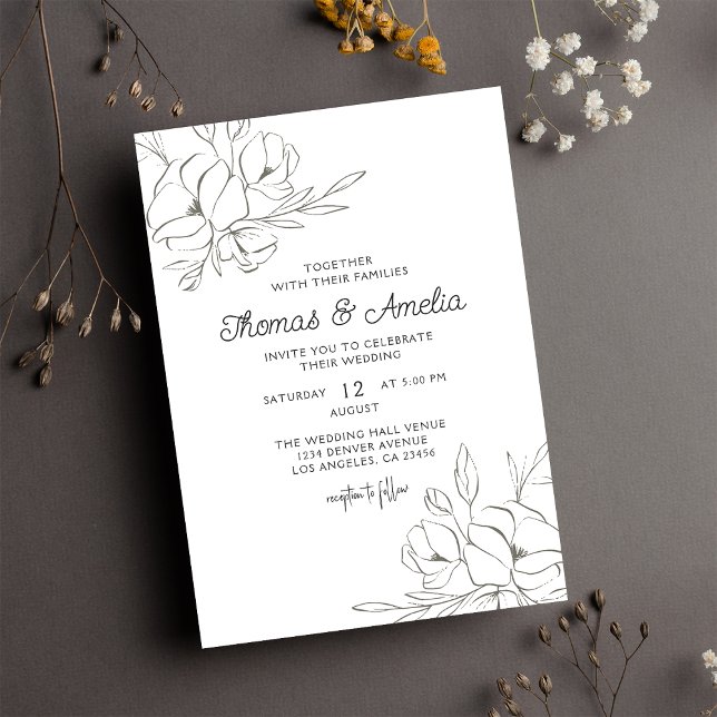 Invitation Ivory Magnolia Élégant Mariage floral (Créateur téléchargé)