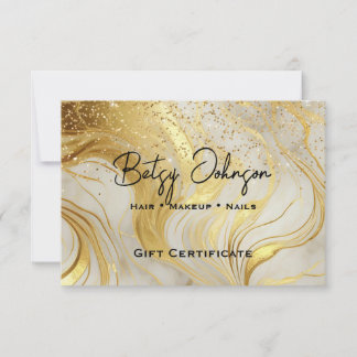Invitation Ivory Marble & Gold Glitter Gift Certificate Card