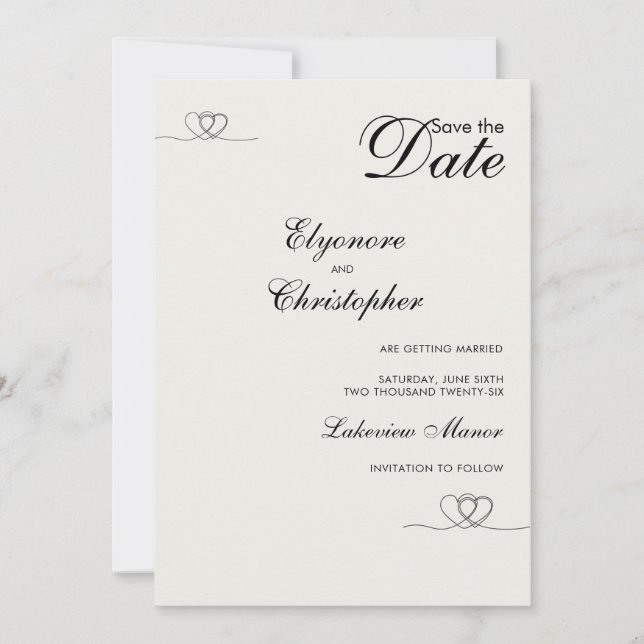 Invitation Ivory Modern Chic Wedding Save The Date (Devant)