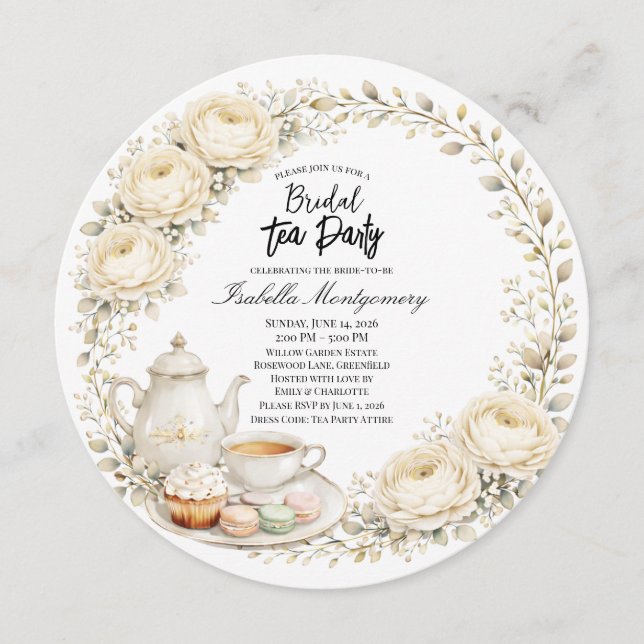 Invitation Ivory Palette Tea Party Bridal Shower (Devant)