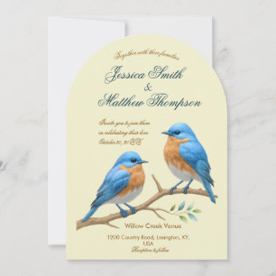 Invitation Ivory Pastel Lovebirds Romantique Bluebirds Mariag