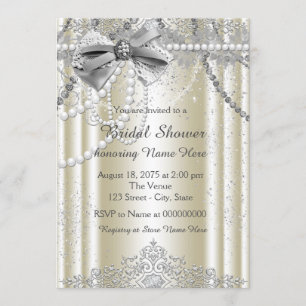 Invitation Ivory Pearl Baby Shower de Mariage