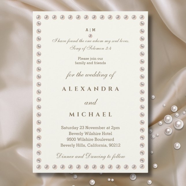 Invitation Ivory Pearl Bible Verse Christian Wedding  (Créateur téléchargé)