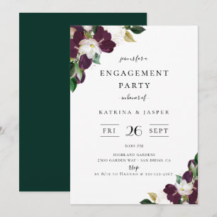 Invitation Ivory Plum Floral
