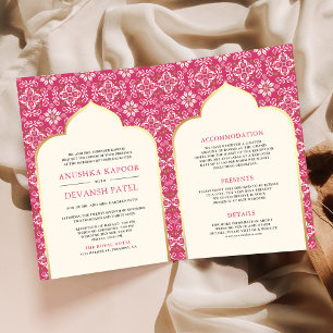 Invitation Ivory Rani Motif rose tous en un Mariage indien