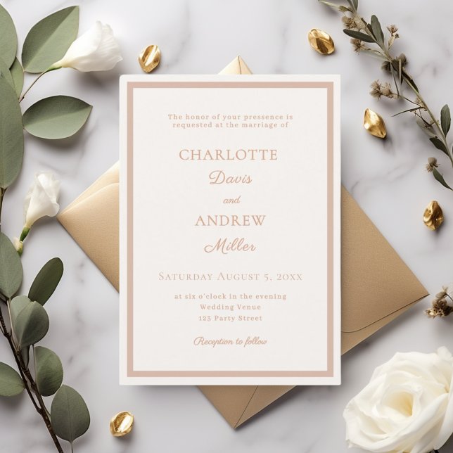 Invitation Ivory rose gold modern elegant minimalist wedding (Créateur téléchargé)