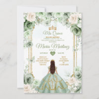 Ivory & Sage Green Floral Mis Quince Anniversaire