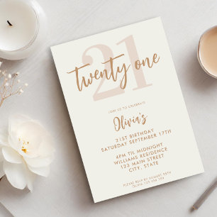 Invitation Ivory Tan moderne 21e anniversaire
